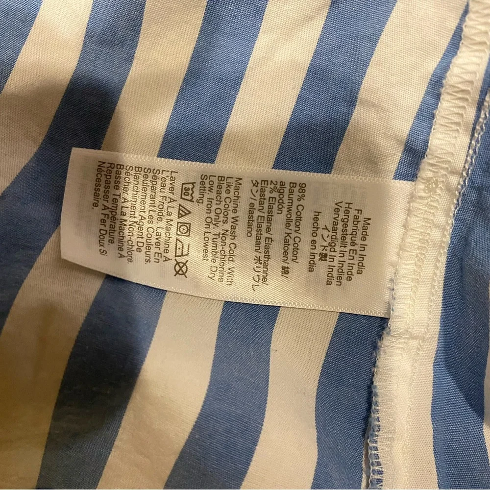 J Crew White with Blue Striped Women's Button Down Cotton Shirt size Large